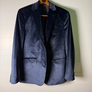 Robert Graham Men’s Navy/Black Subtle Paisley Velvet Blazer Size 44 Tailored Fit